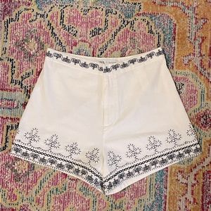 ZARA white shorts with black trim